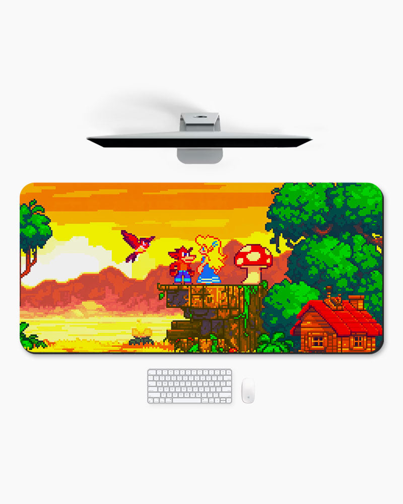 Pixel Horizon Sunset Quest Desk Mat