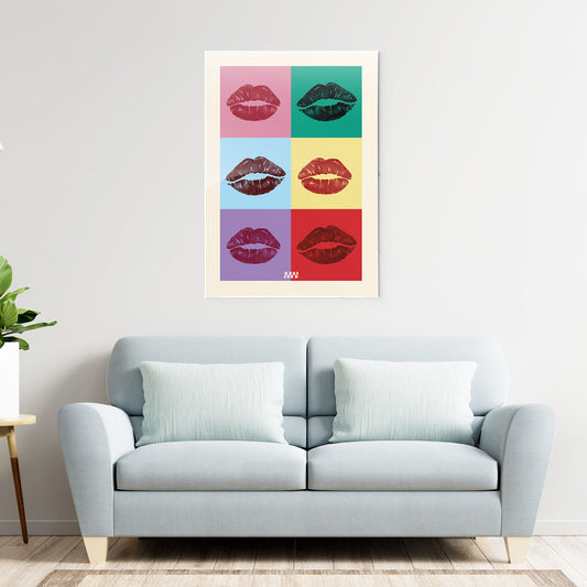 Pop Art Lip Grid Metal-Poster