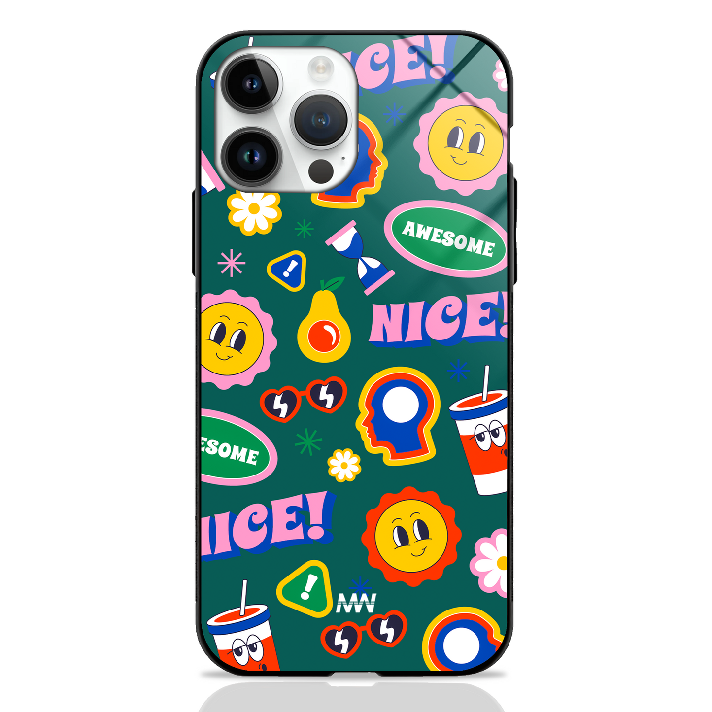 Positive Vibe Doodles Premium Glass Case - - MW Stuffs -