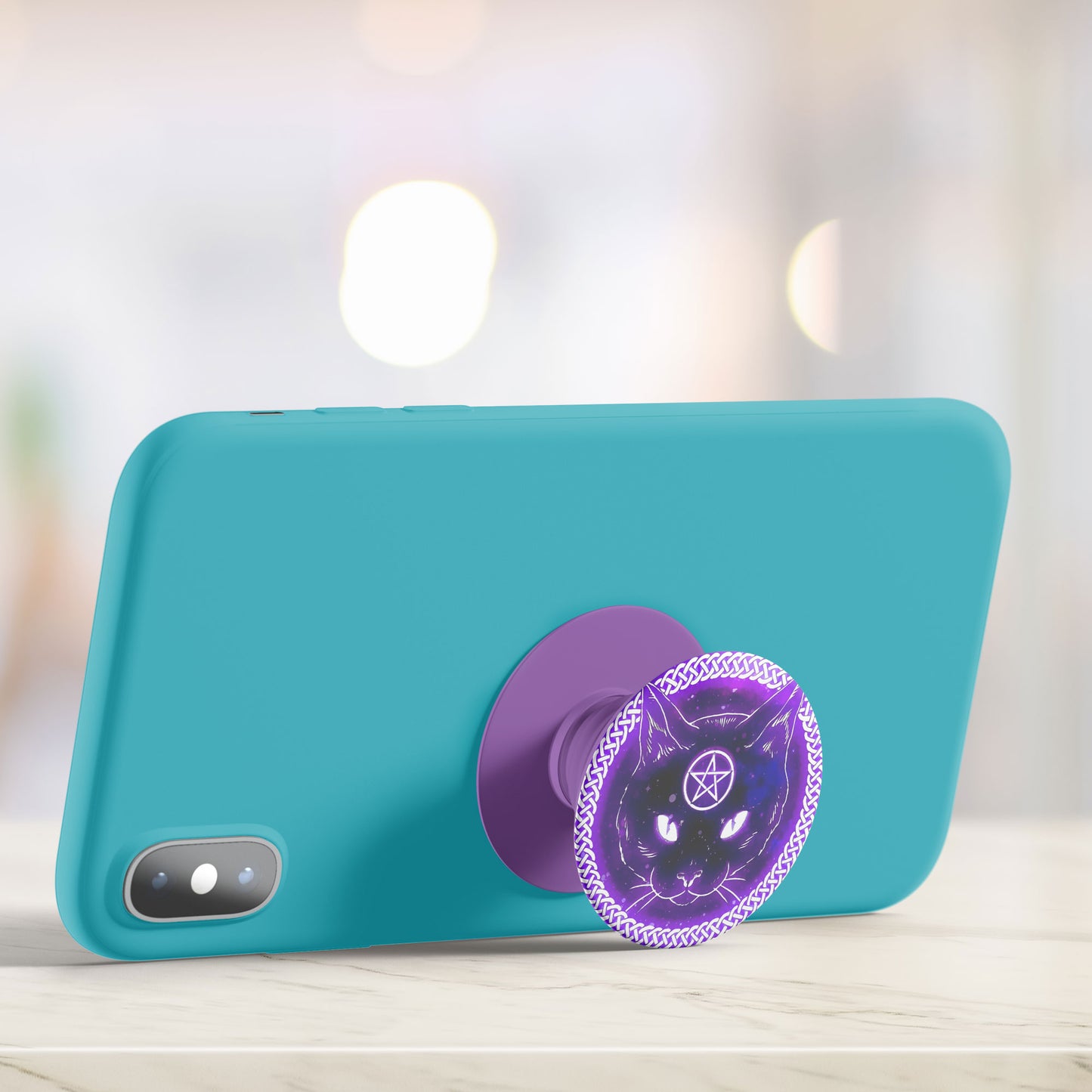 Purple Kitty Flat Pop Holder