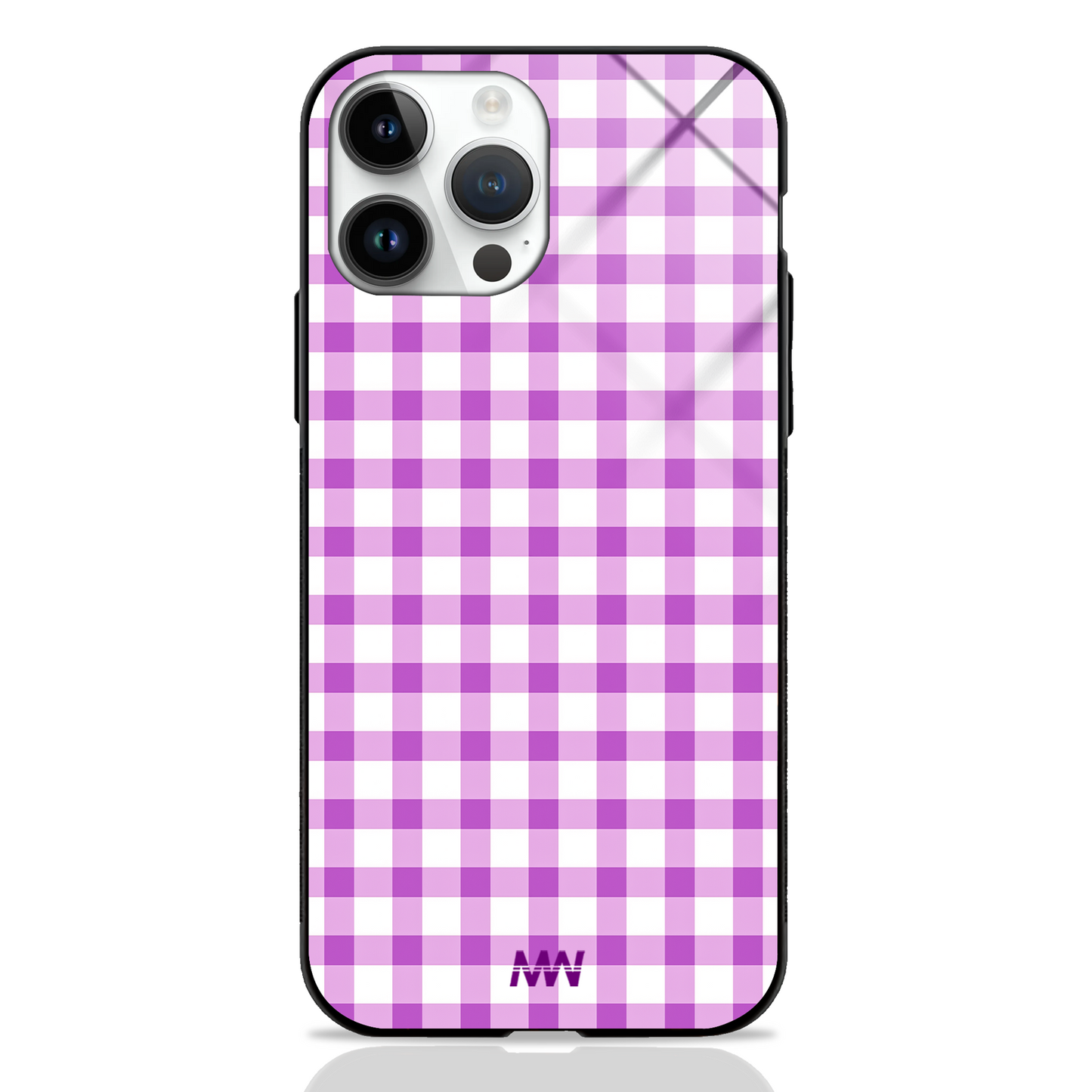 Purple Plaid Checkered Premium Glass Case - - MW Stuffs -