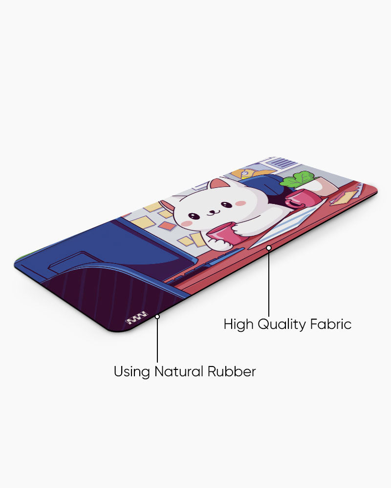 Purr-fectly Productive Cozy Cat Deskmat
