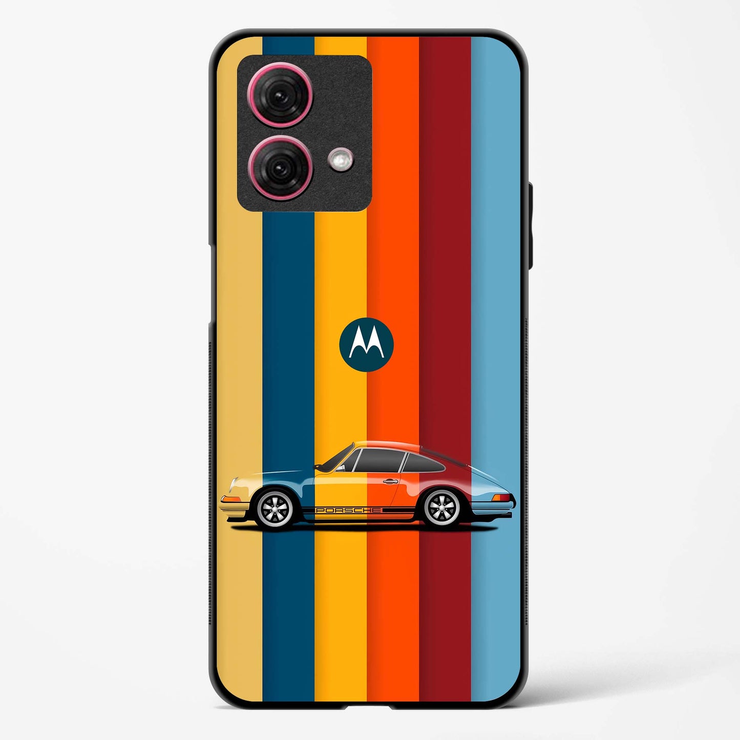 Retro Colors Striped Glass Phone Case-Moto G84 5G