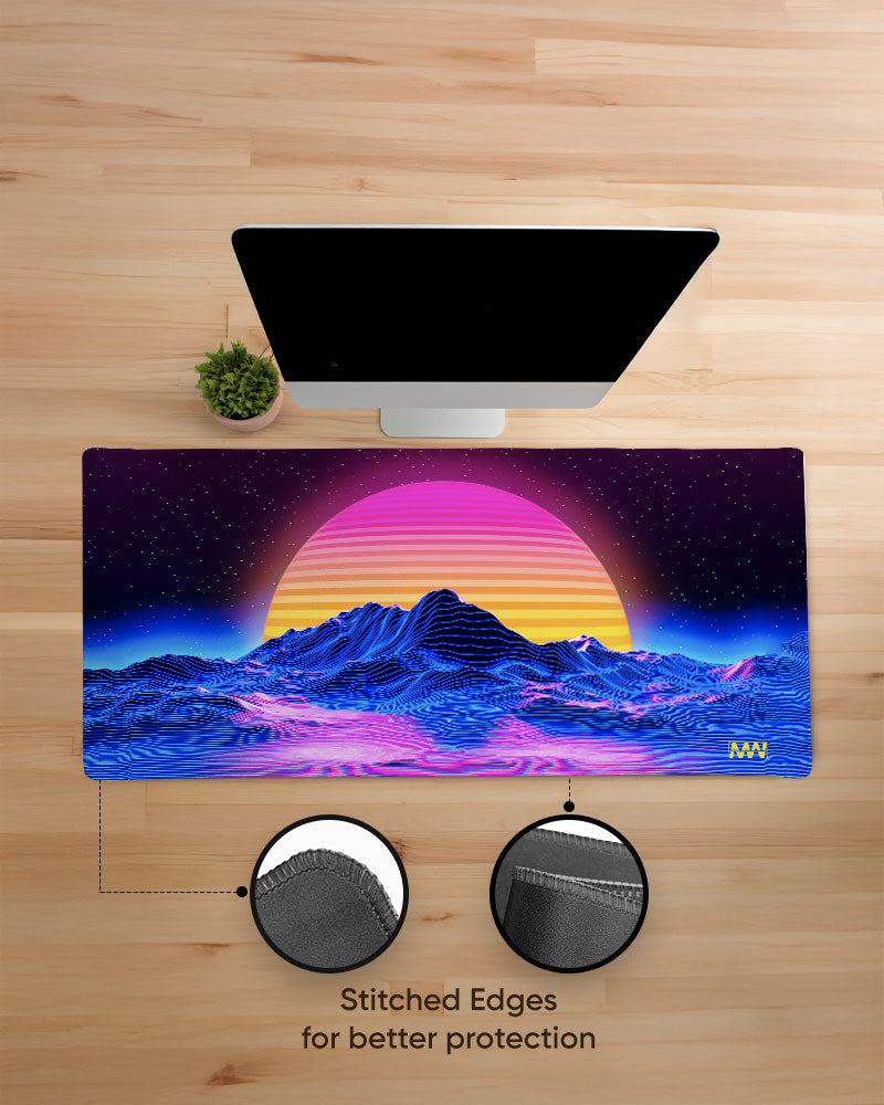 Retro Futuristic Sunset Deskmat