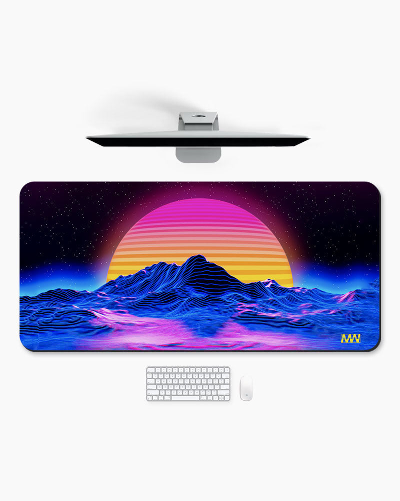 Retro Futuristic Sunset Deskmat