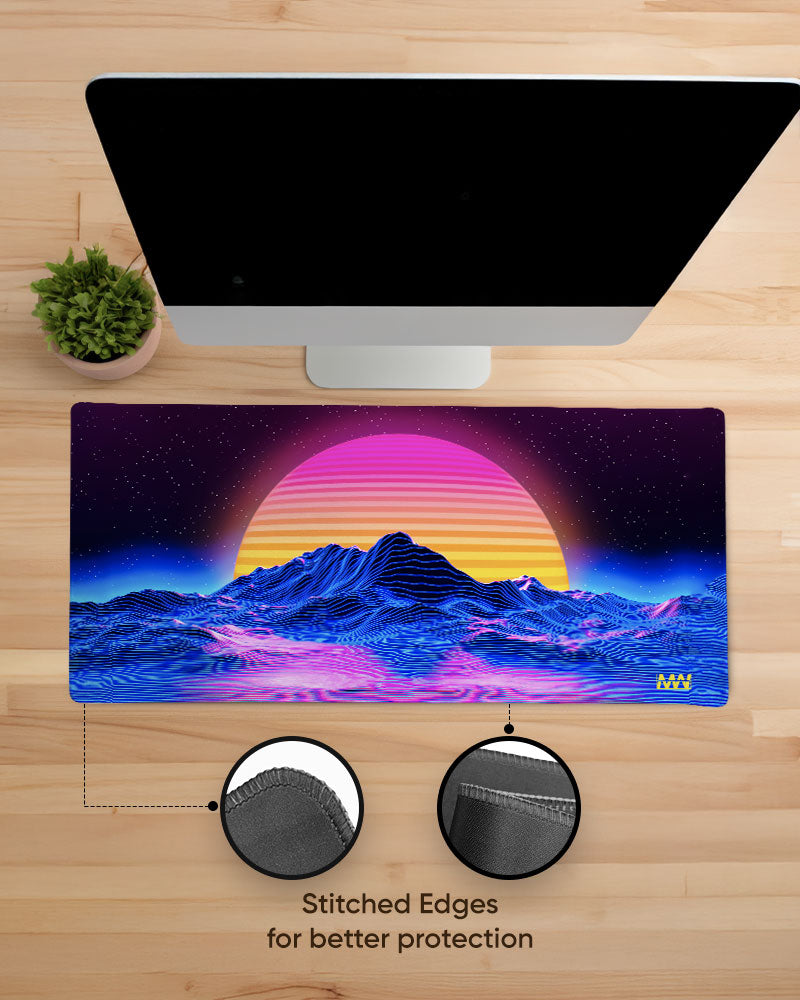 Retro Futuristic Sunset Deskmat