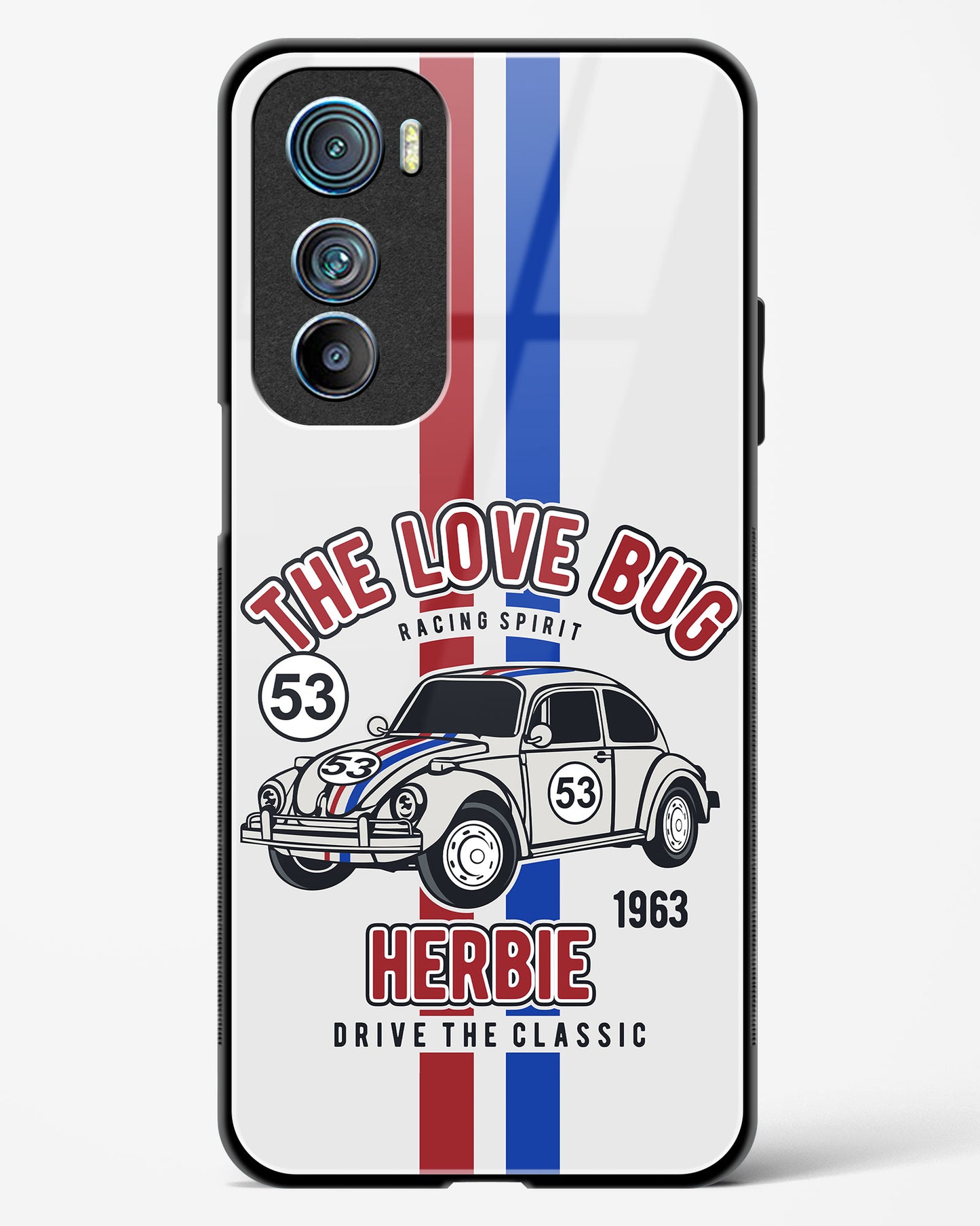 Retro Herbie Racing Glass Phone Case-Motorola Edge 30