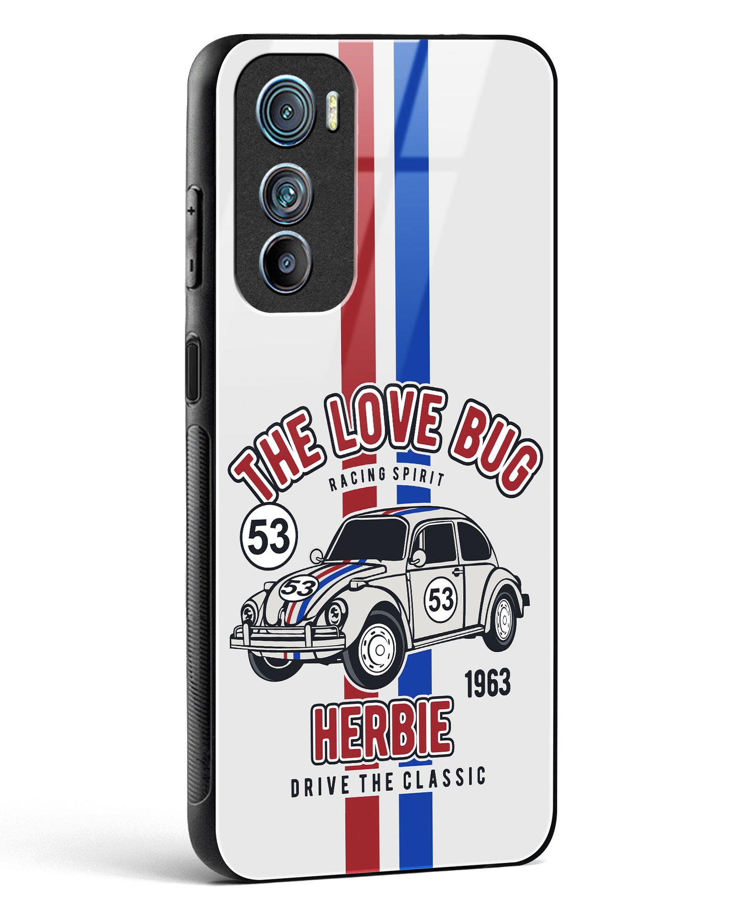 Retro Herbie Racing Glass Phone Case-Motorola Edge 30