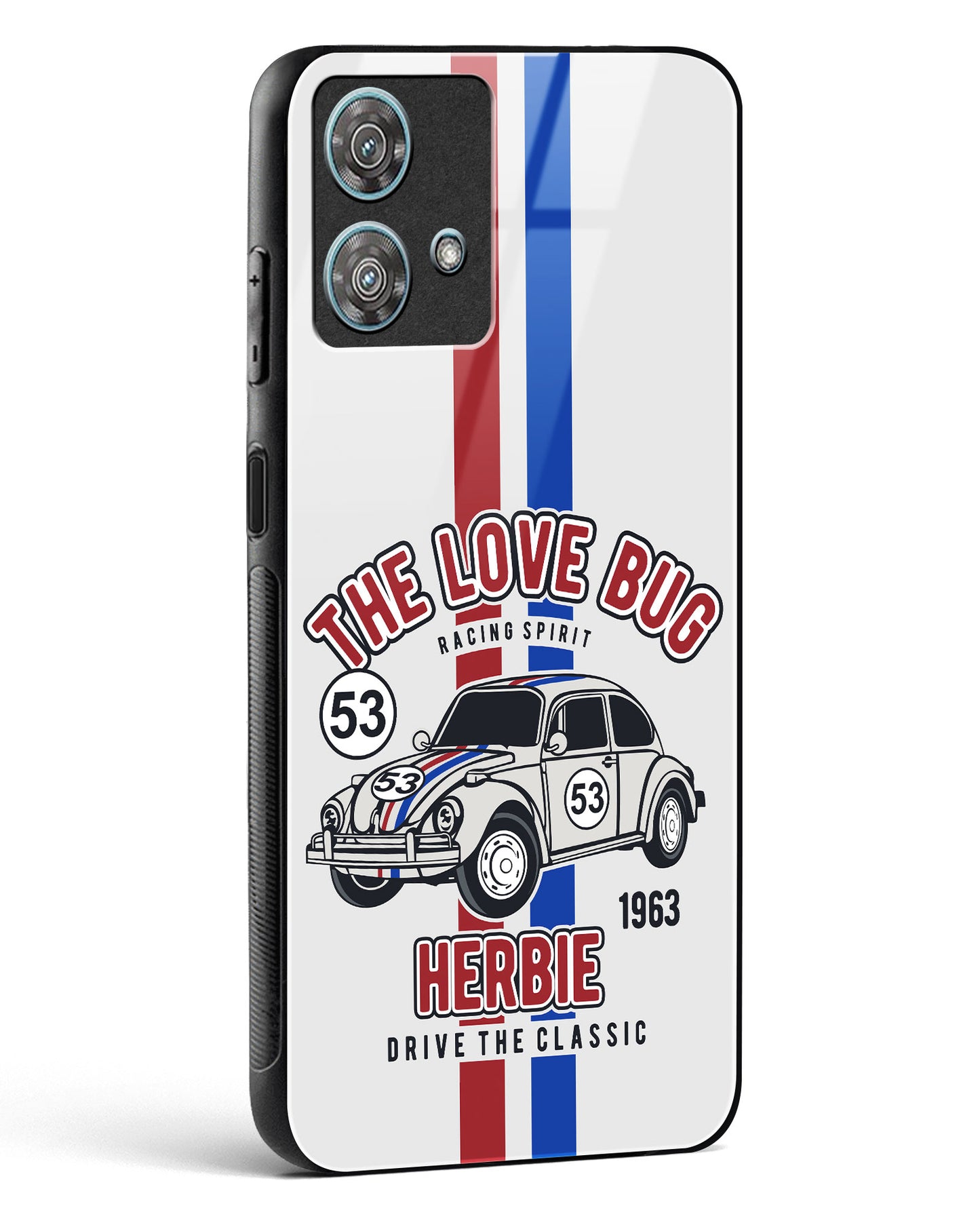 Retro Herbie Racing Glass Phone Case-Motorola Edge 40 Neo