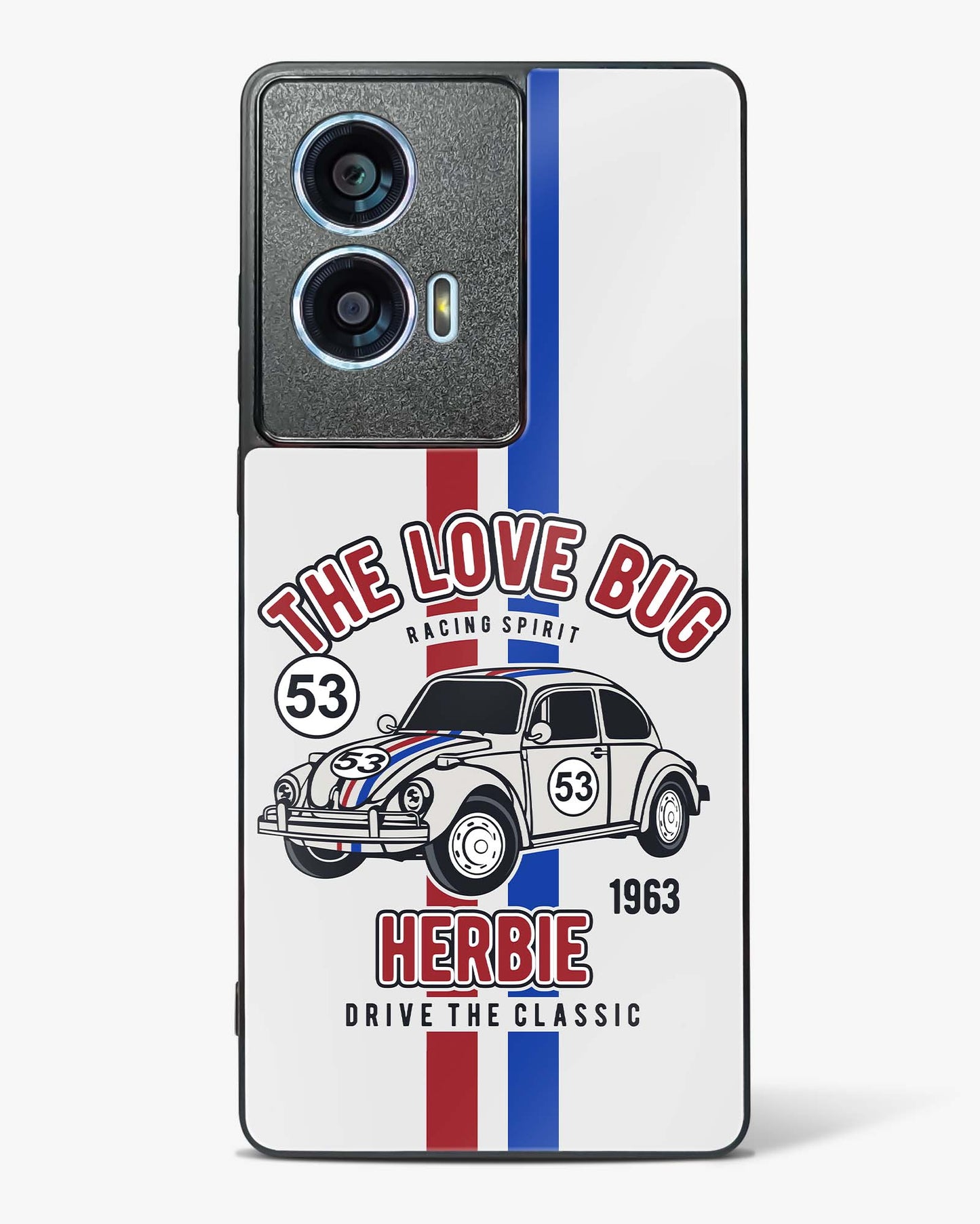 Retro Herbie Racing Glass Phone Case-Motorola Edge 50 Fusion