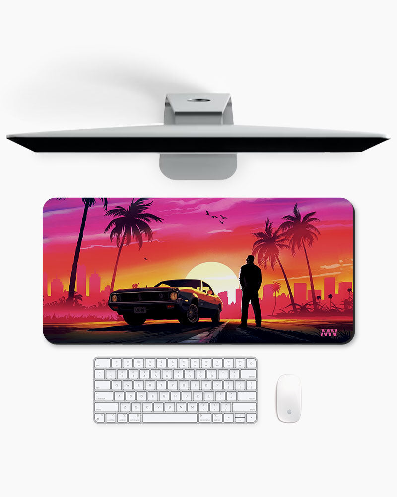 Retro Sunsets Drive Deskmat