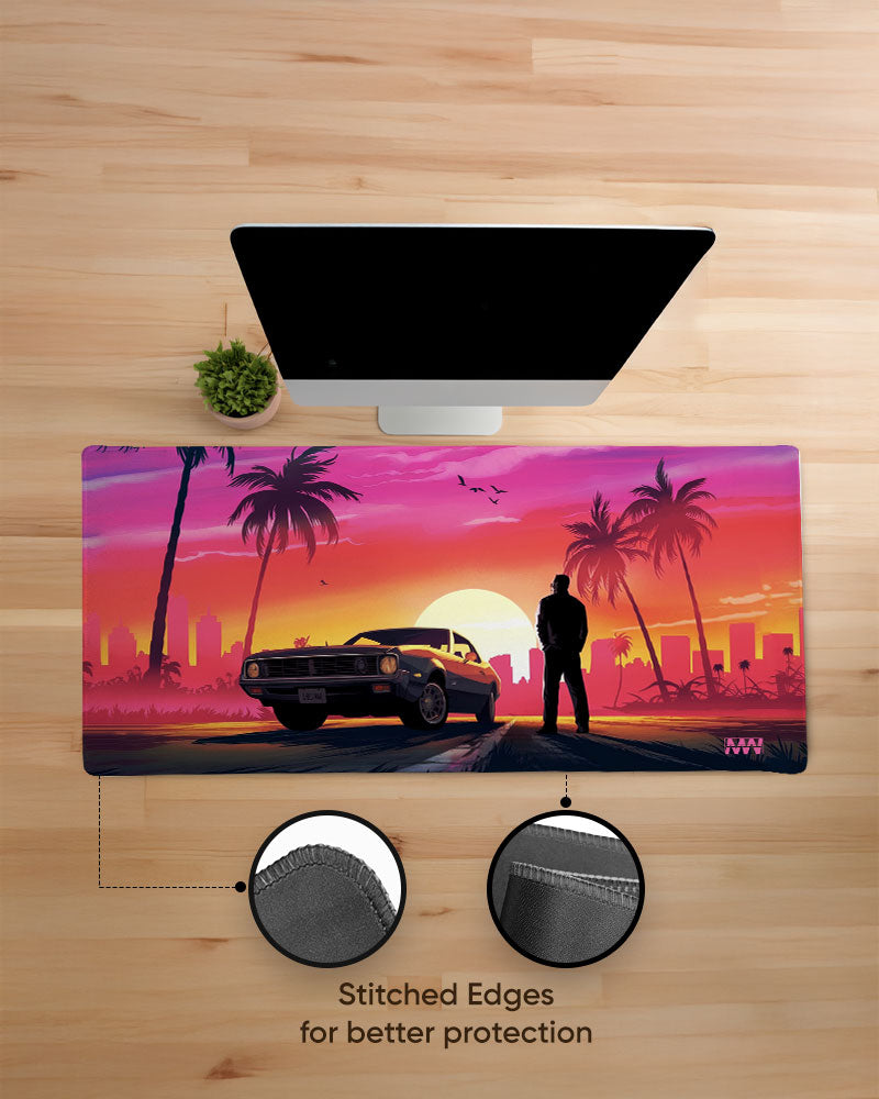 Retro Sunsets Drive Deskmat