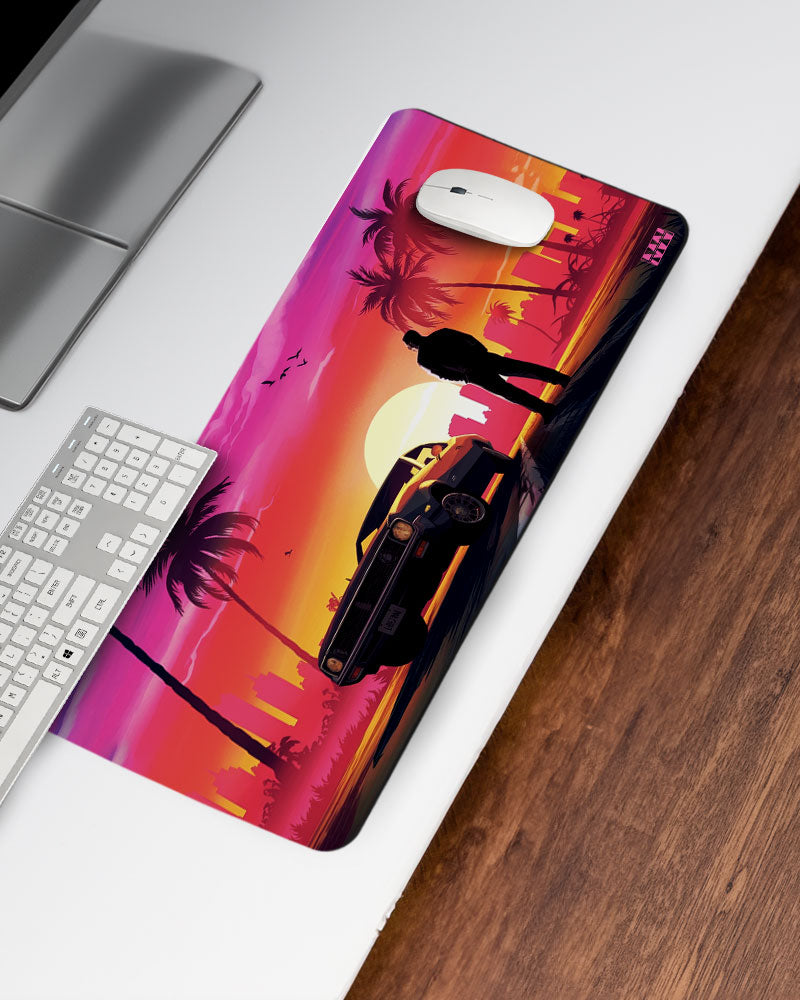 Retro Sunsets Drive Deskmat