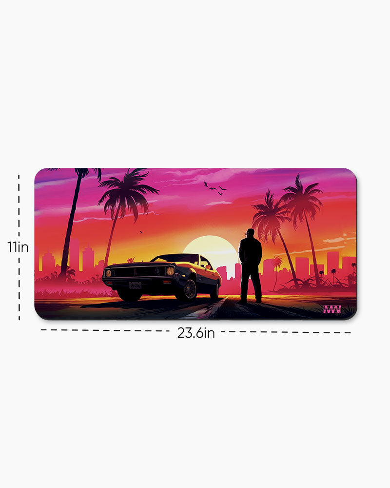 Retro Sunsets Drive Deskmat