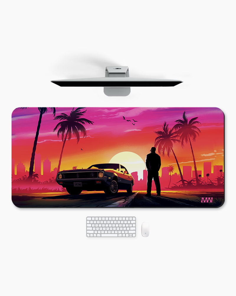 Retro Sunsets Drive Deskmat