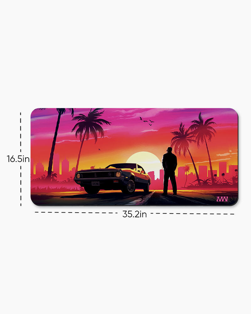 Retro Sunsets Drive Deskmat