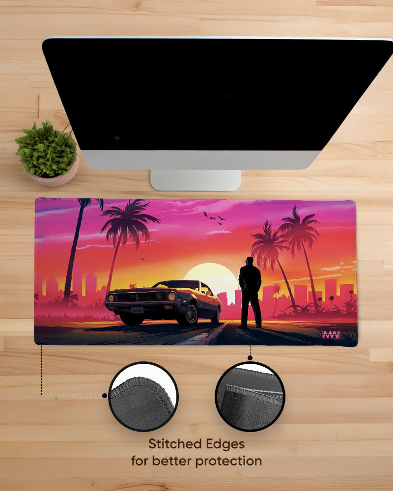 Retro Sunsets Drive Deskmat