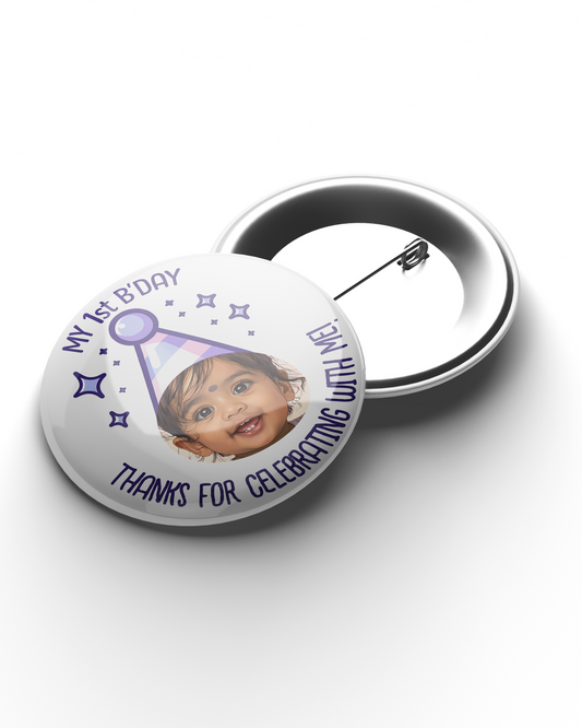 Custom Face Birthday Celebration Badge with Pin-Back (58mm)