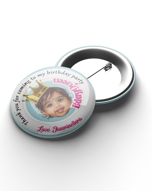 Custom Face Birthday Queen Badge with Pin-Back (58mm)