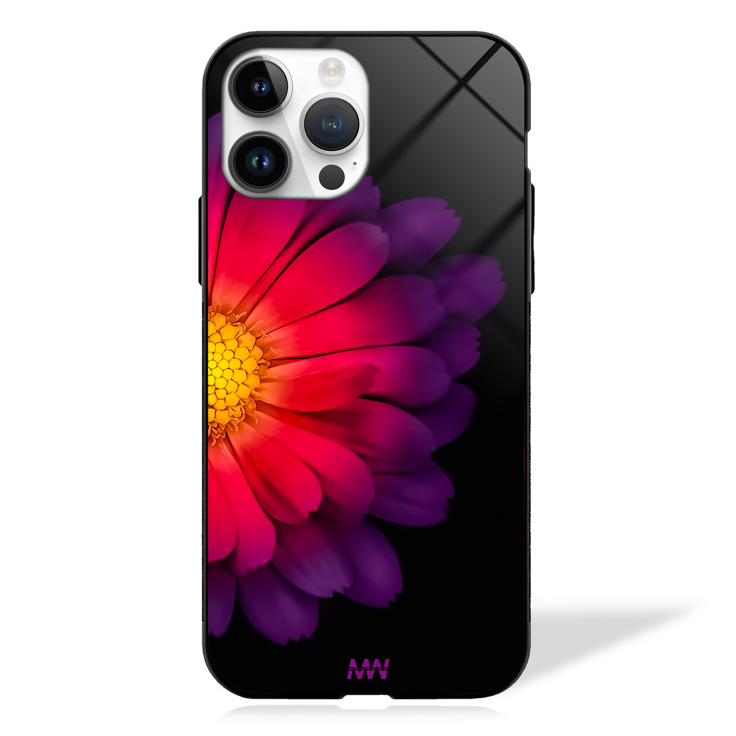 Royal Orchid Noir Floral GLASS CASE - - MW Stuffs -