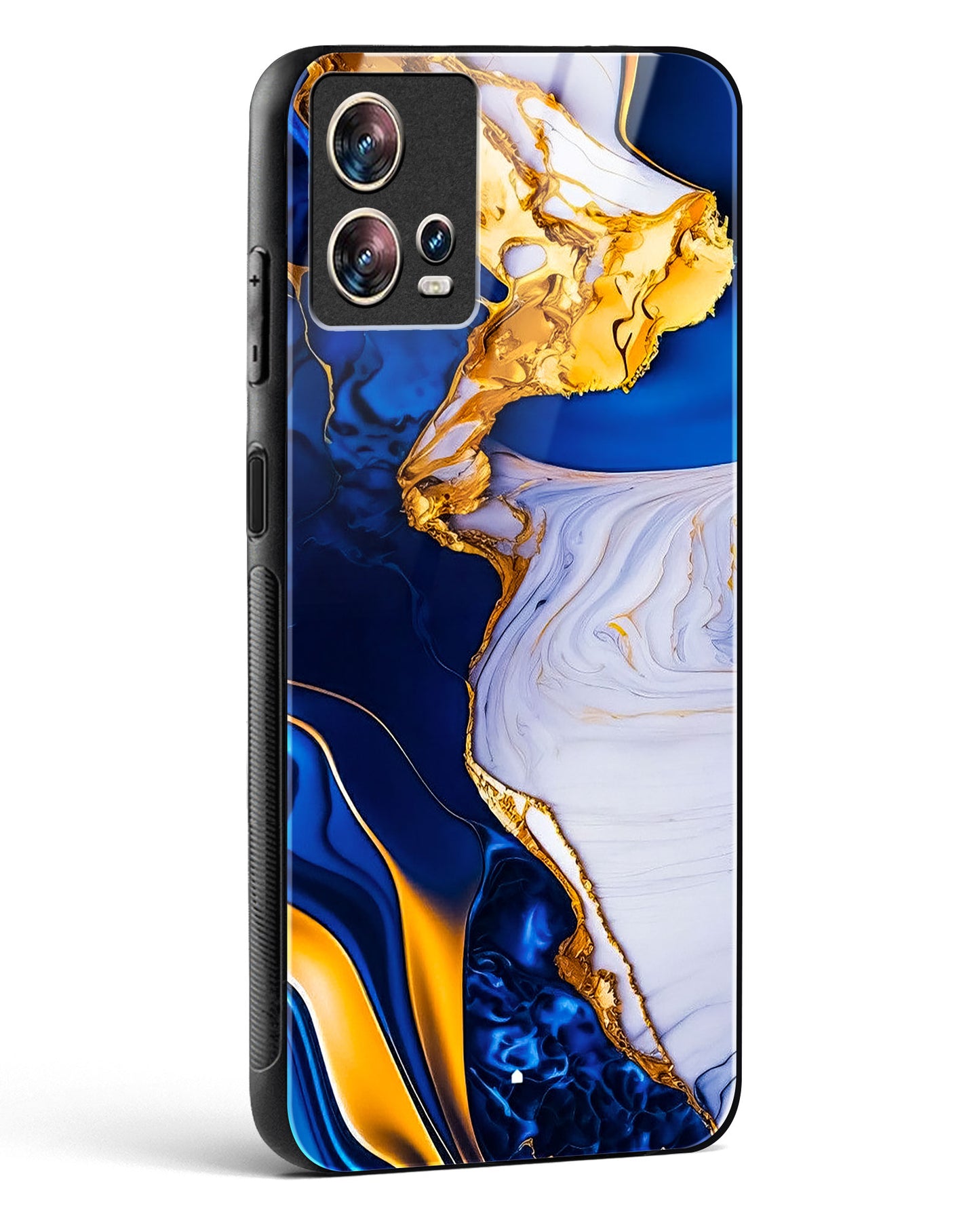 Sapphire Gold Marble Glass Phone Case-Motorola Edge 30 Fusion