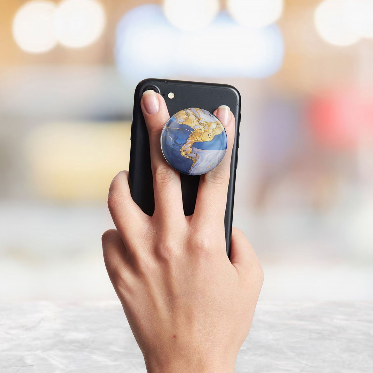 Sapphire Gold Marble Gloss Pop Holder