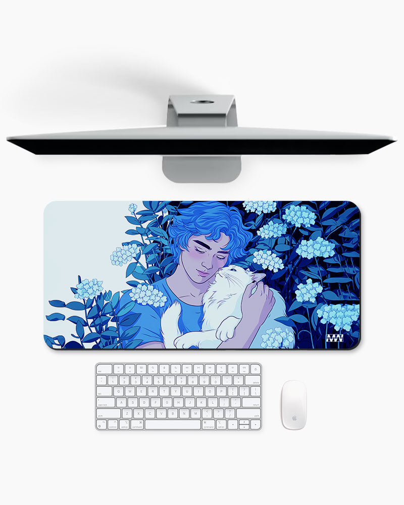 Serene Moment with a Cat Deskmat