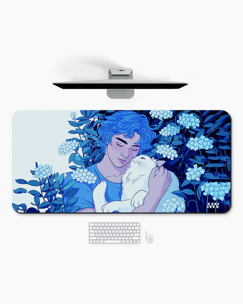 Serene Moment with a Cat Deskmat