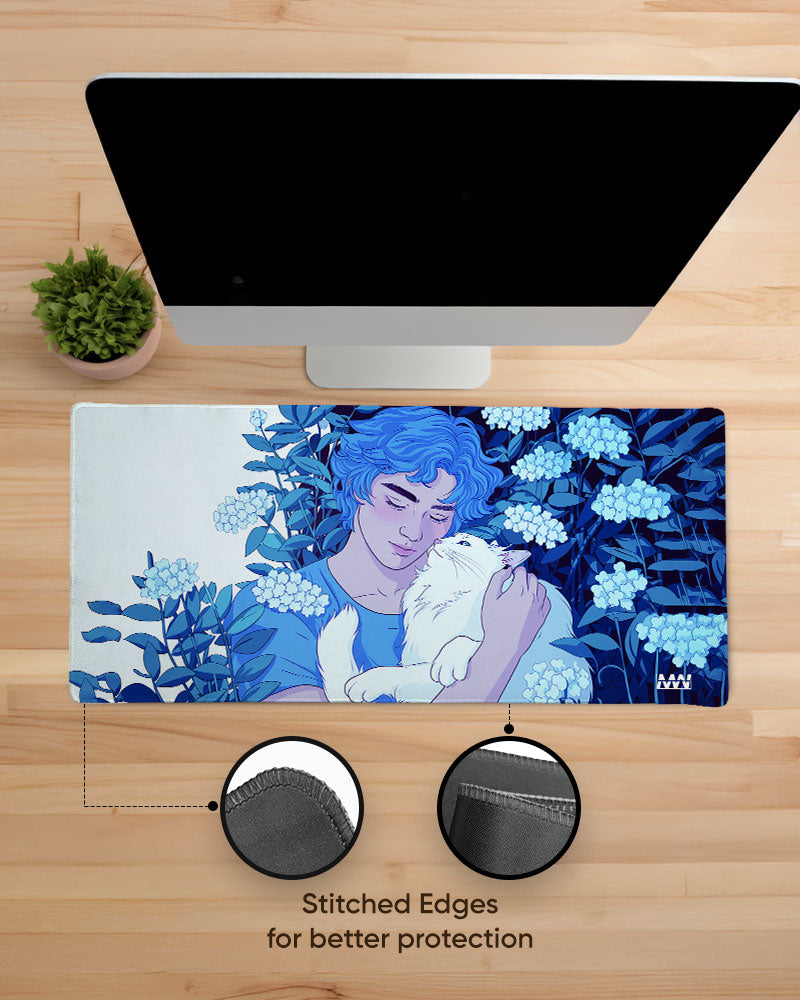 Serene Moment with a Cat Deskmat