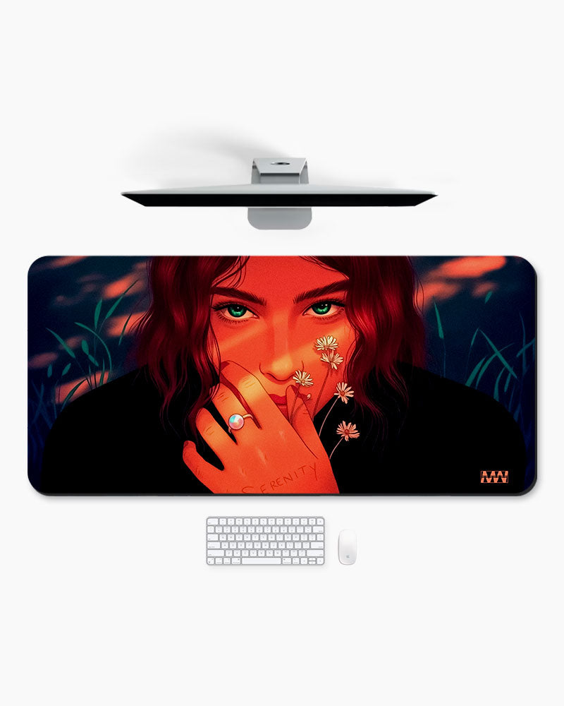 Serenity Ignites Crimson Reflection Deskmat