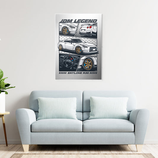 Skyline R35 Comic Style Metal-Poster