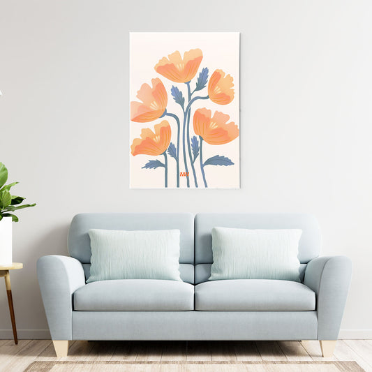 Soft Orange Floral Metal-Poster