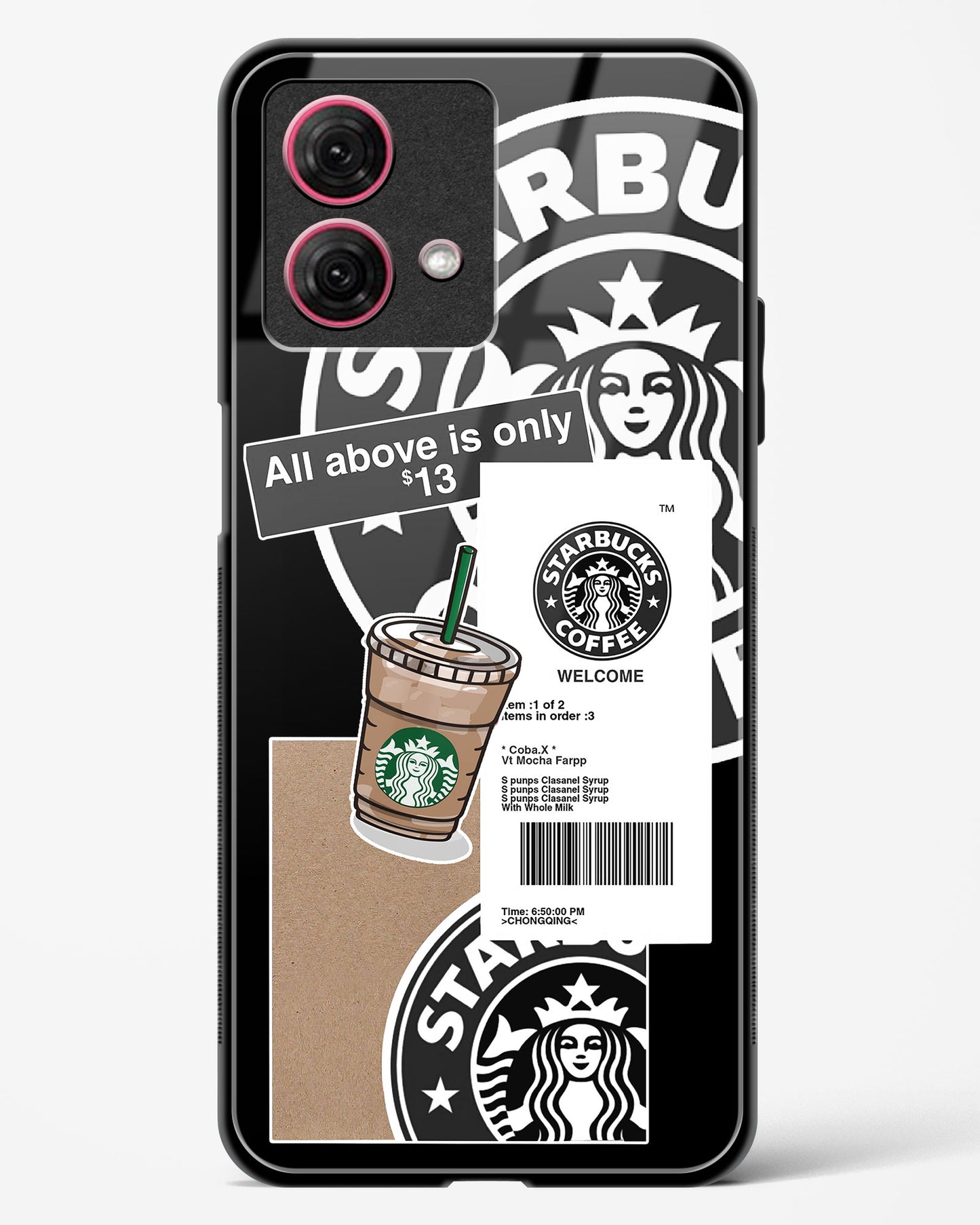 Starbucks Black Glass Phone Case-Moto G84 5G