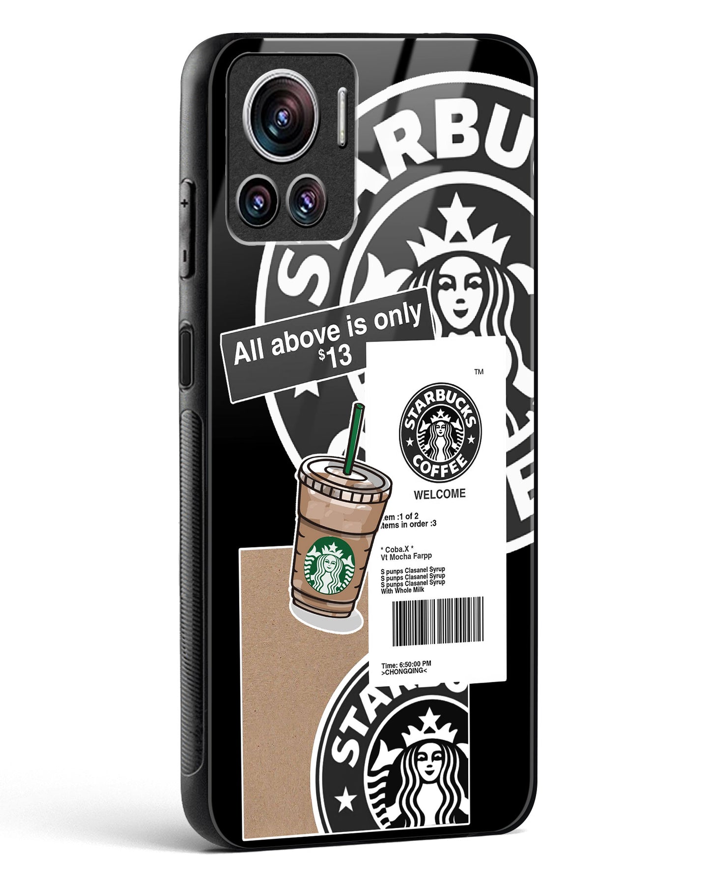 Starbucks Black Glass Phone Case-Motorola Edge 30 Ultra