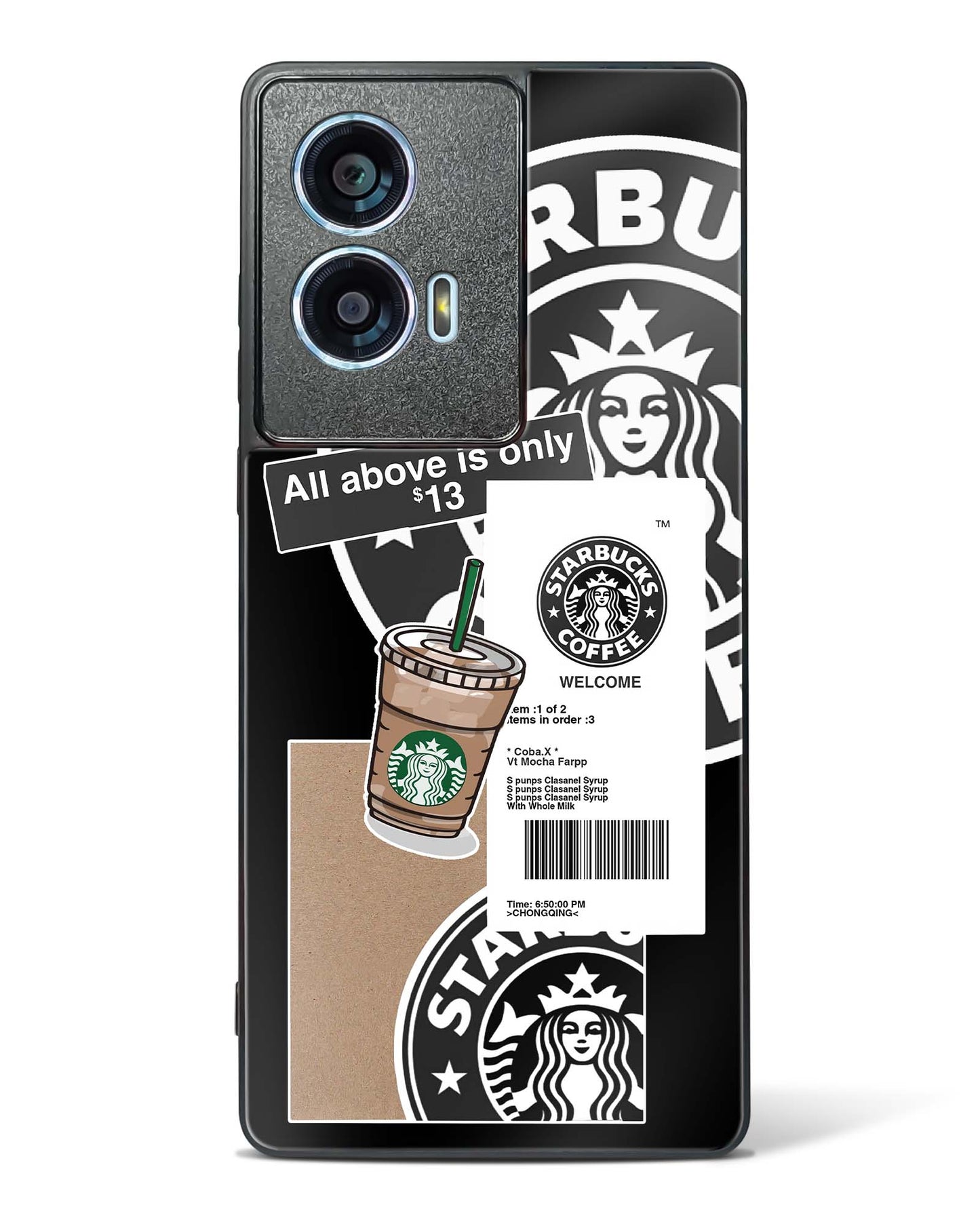 Starbucks Black Glass Phone Case-Motorola Edge 50 Fusion