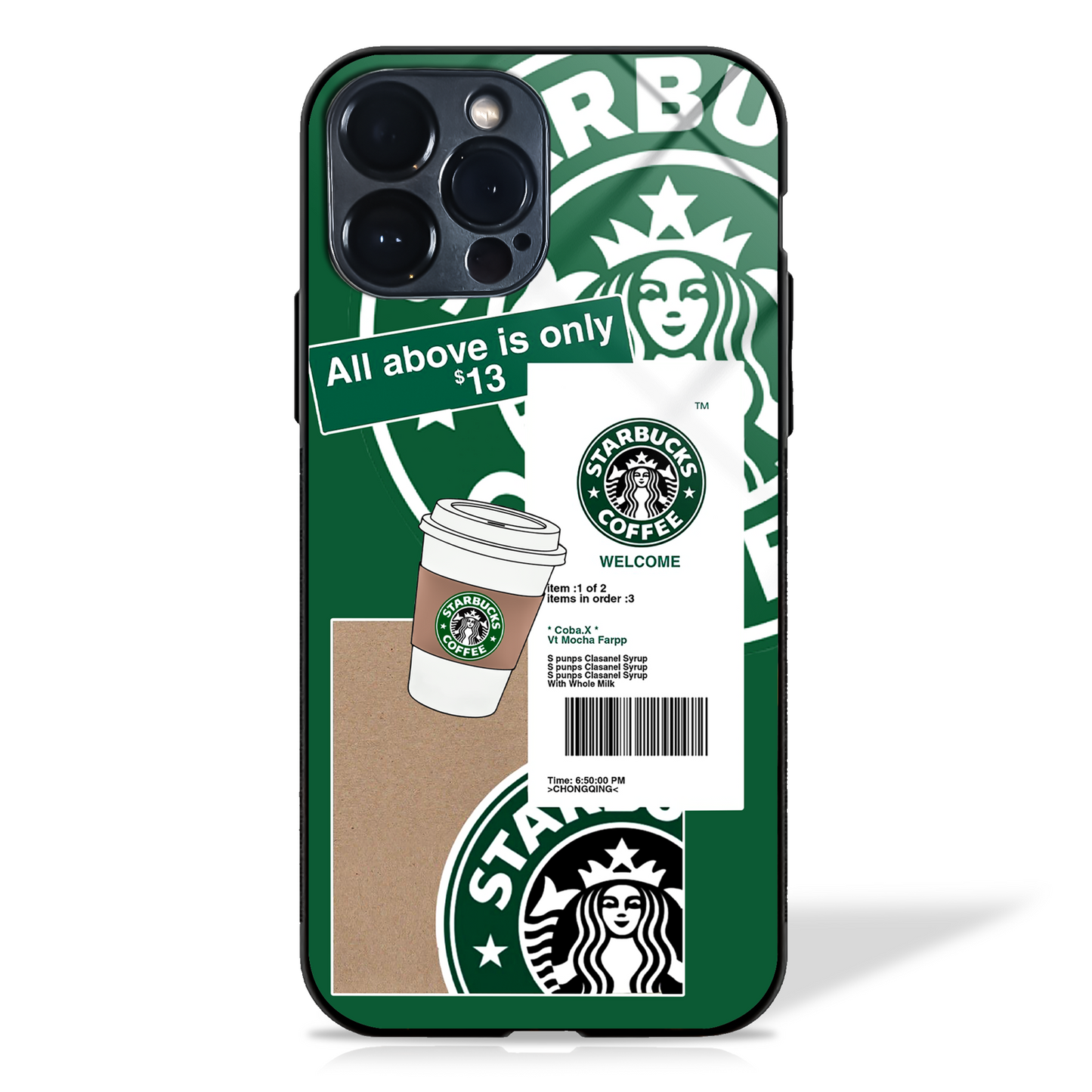 Starbucks Classic Bill Design Glass Case - - MW Stuffs -