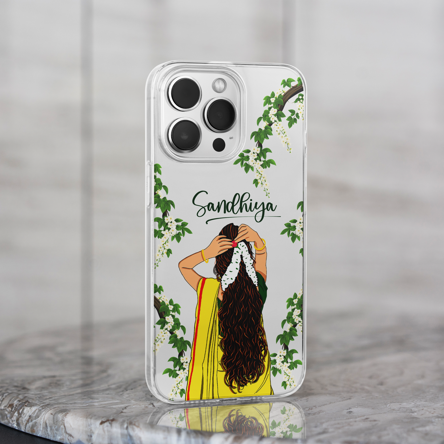 Custom Name Traditional Girl Clear Silicone Case