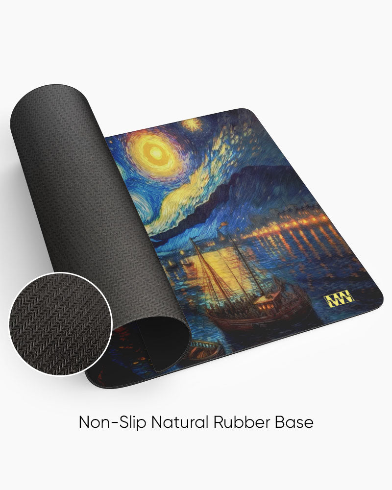 Van Gogh's Starry Cityscape Deskmat