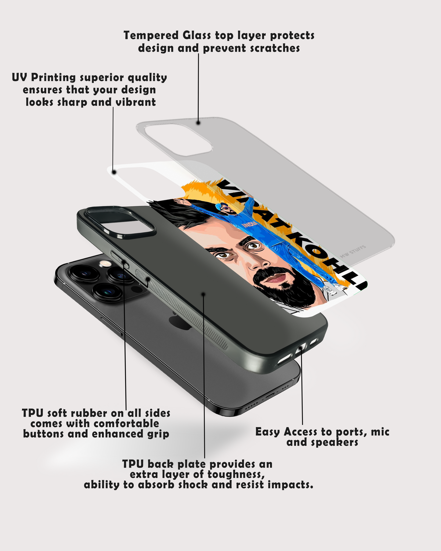 Virat Kohli Cricket Player Glass Case - - MW Stuffs -