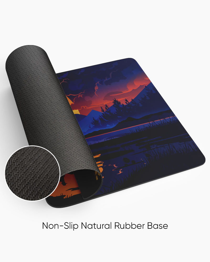 Western Sundown Cowboy's Reflection Deskmat