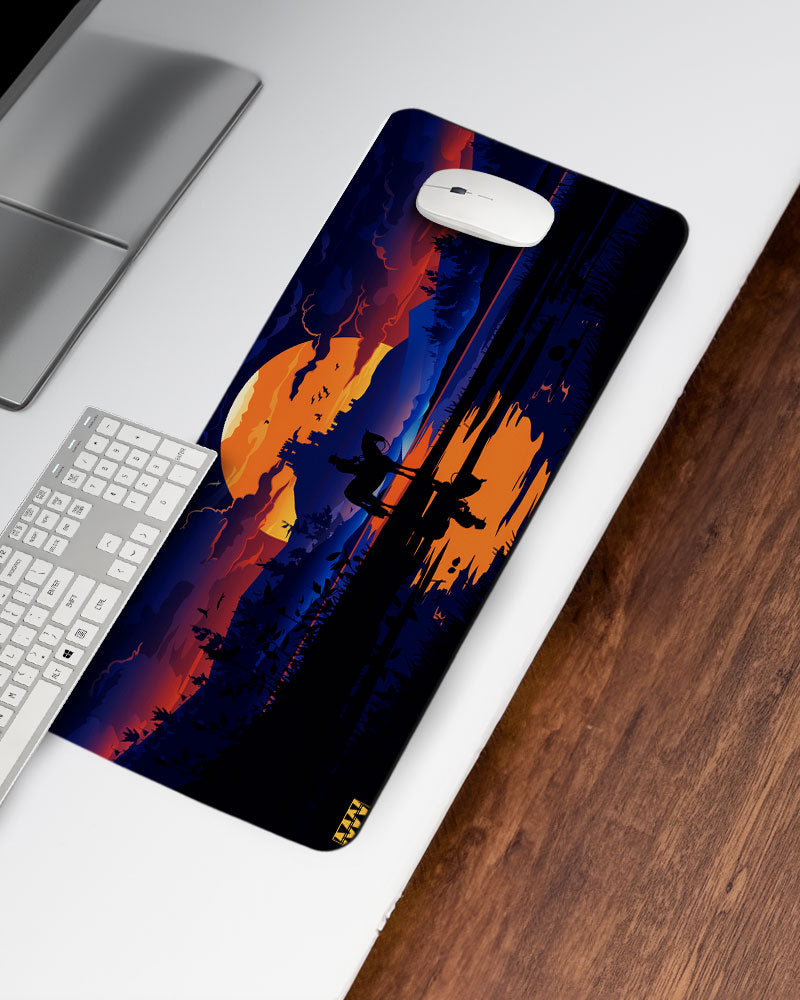 Western Sundown Cowboy's Reflection Deskmat