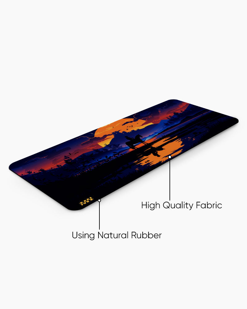 Western Sundown Cowboy's Reflection Deskmat