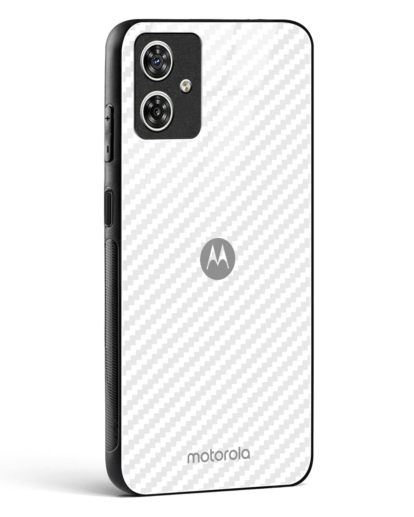 White Carbon Pattern Glass Phone Case-Moto G64 5G