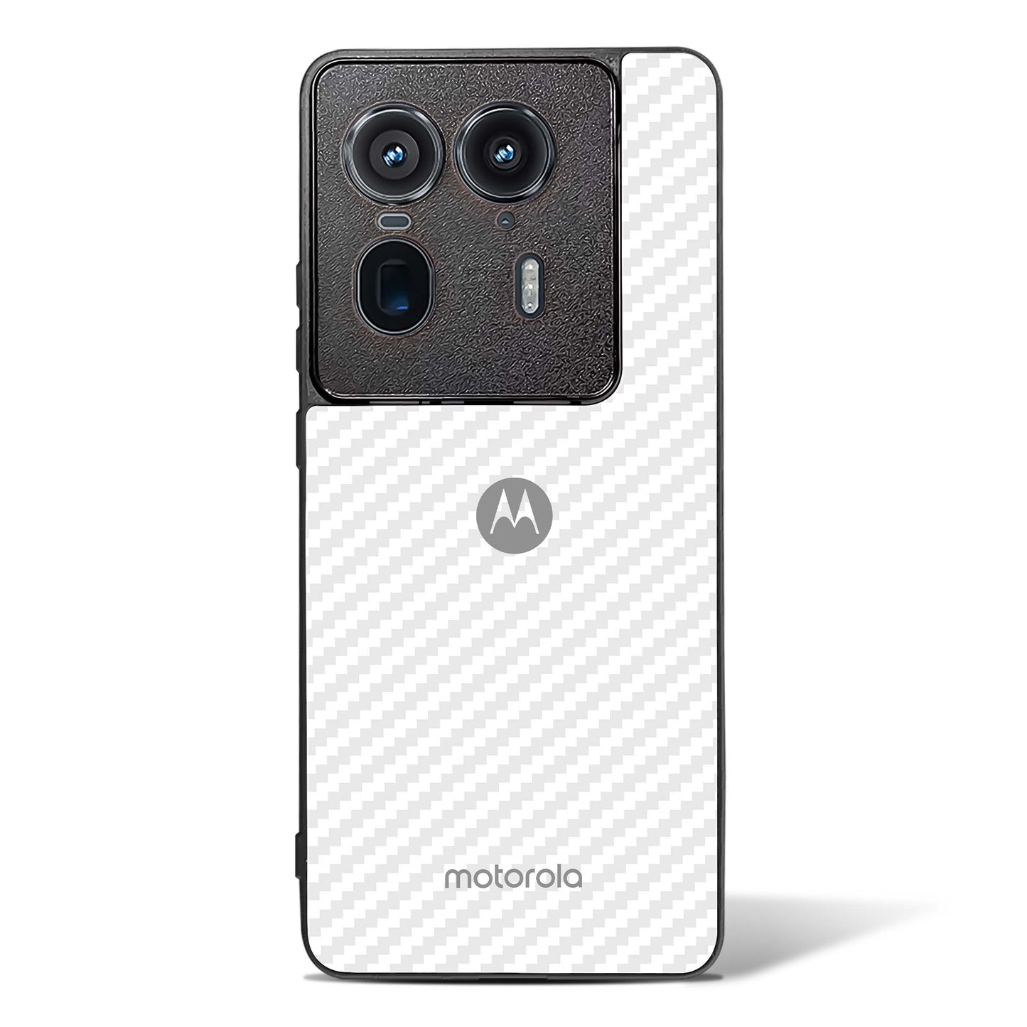 White Carbon Pattern Glass Phone Case-Motorola Edge 50 Ultra