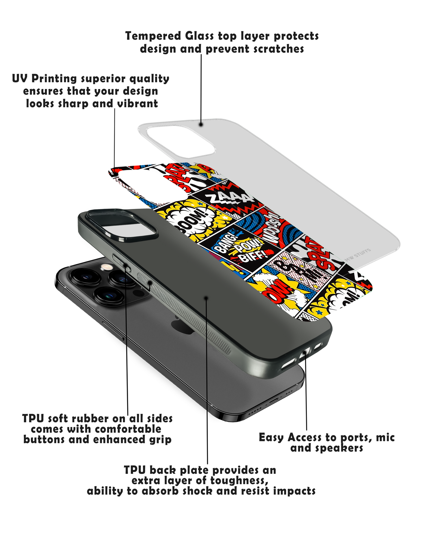 Zaaap Boom Stikers Art Glass Case - - MW Stuffs -