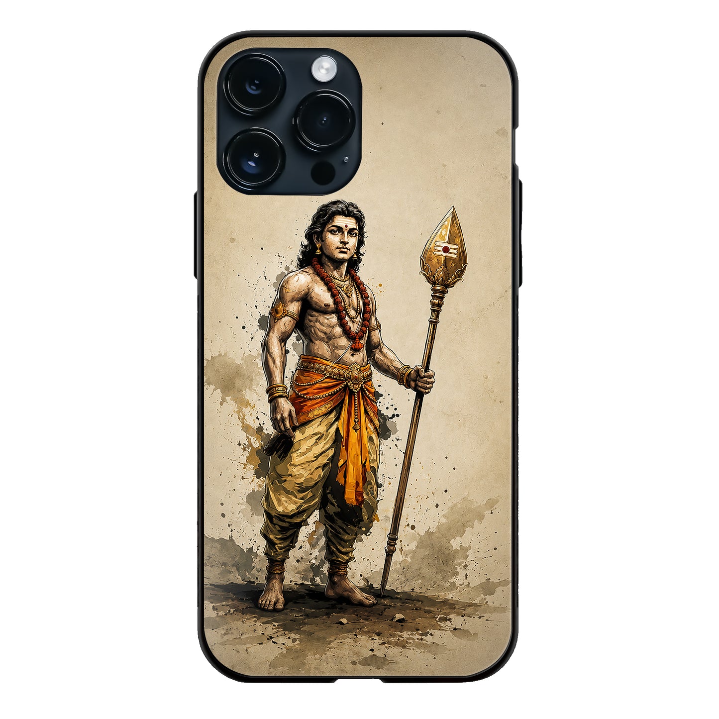 God Murugan Young Warrior Vel Watercolor Art Glass Case
