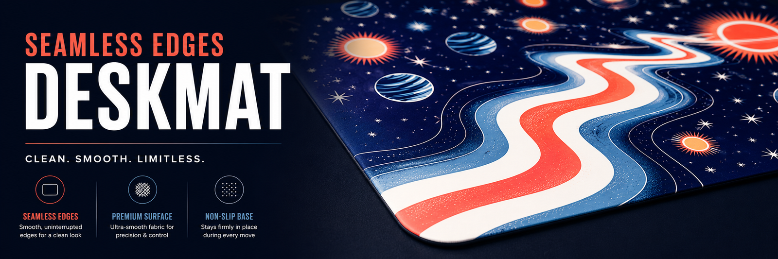 seemless edges deskmat for gaming and workspace