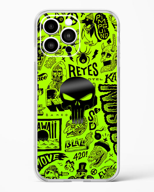 4D Skull Logo Graffiti Clear Silicone Case