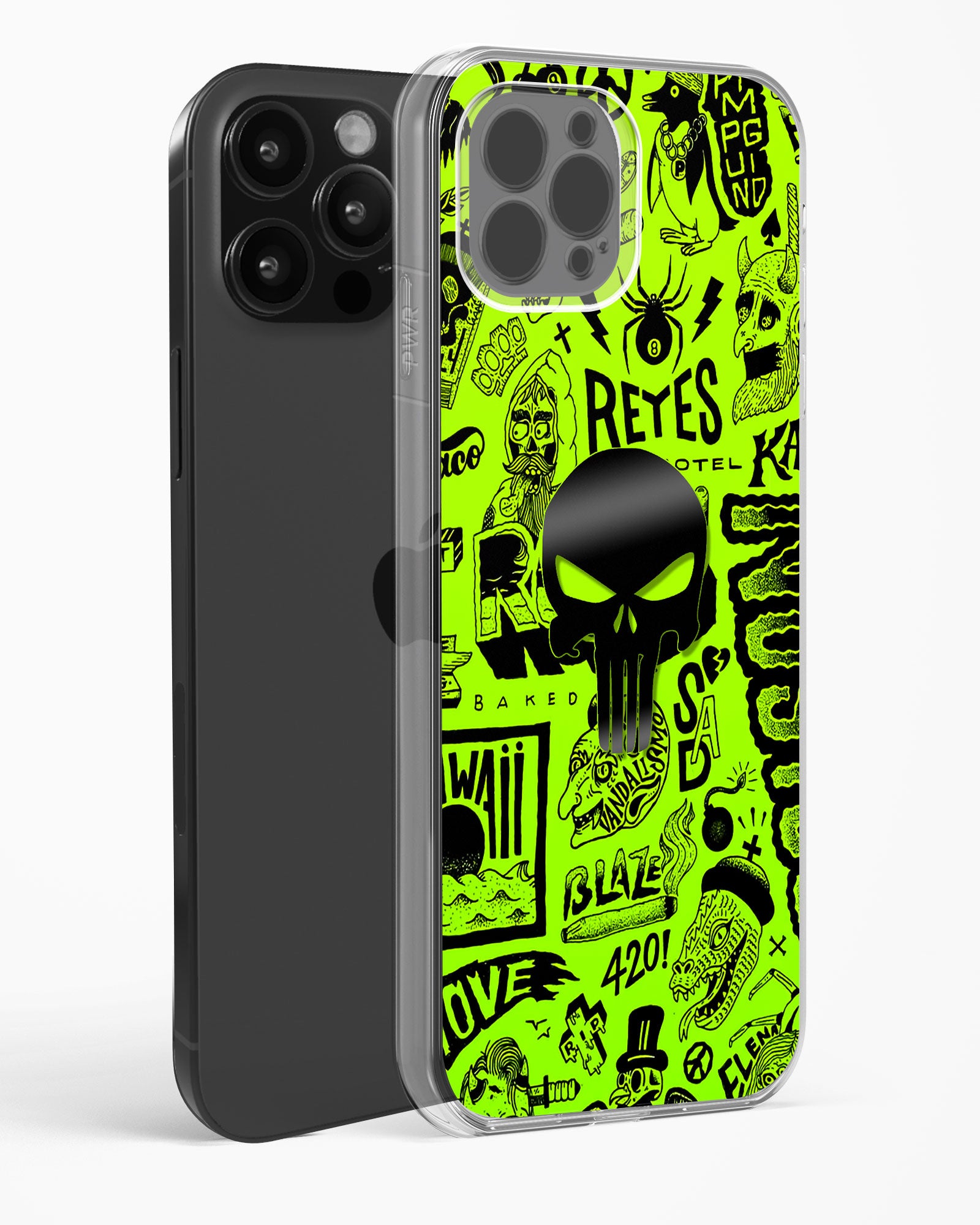 4D Skull Logo Graffiti Clear Silicone Case