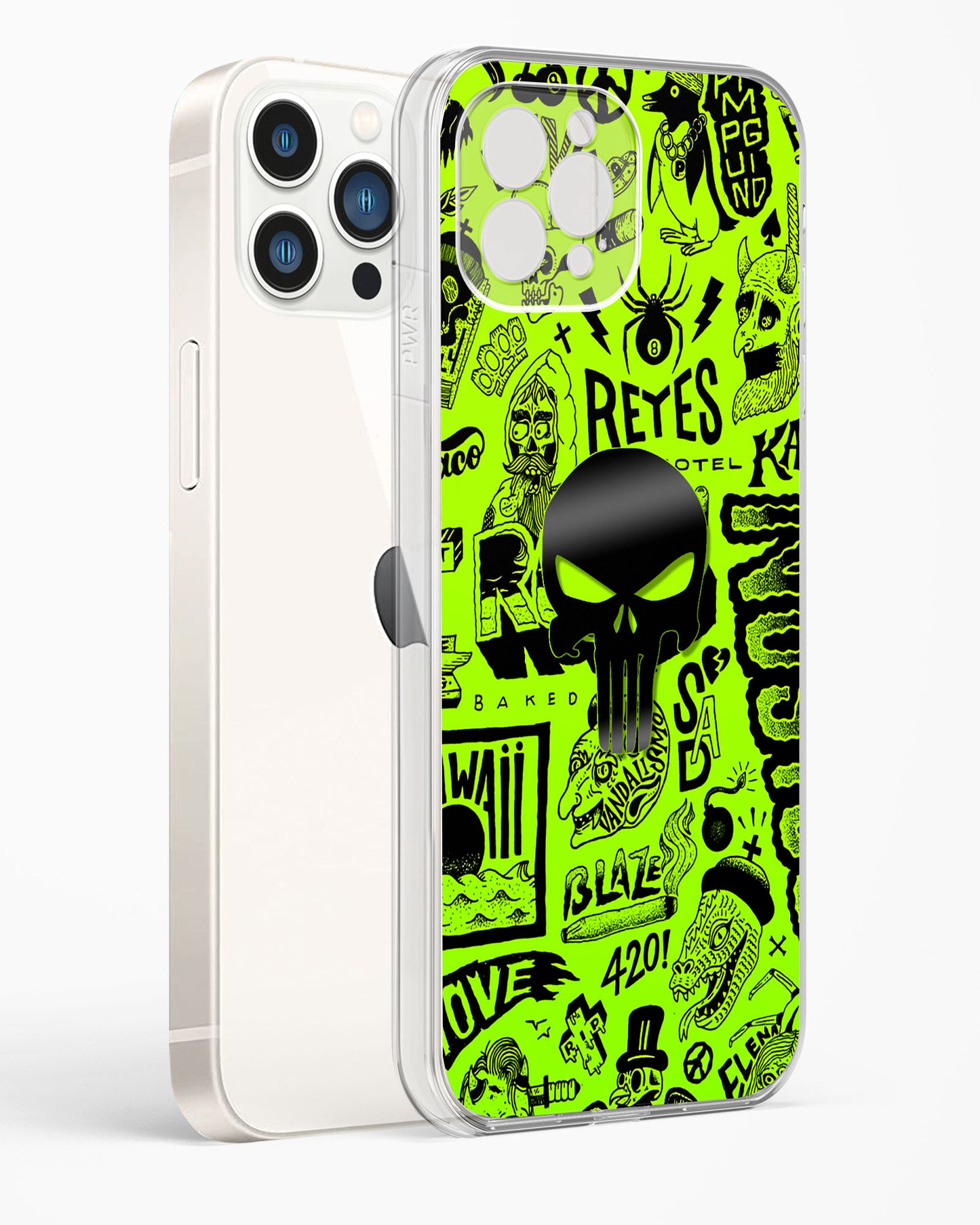 4D Skull Logo Graffiti Clear Silicone Case